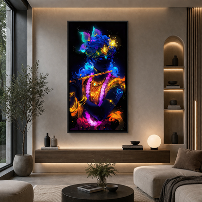 Divine Lord Krishna Canvas Print Wall Art for Home Decor