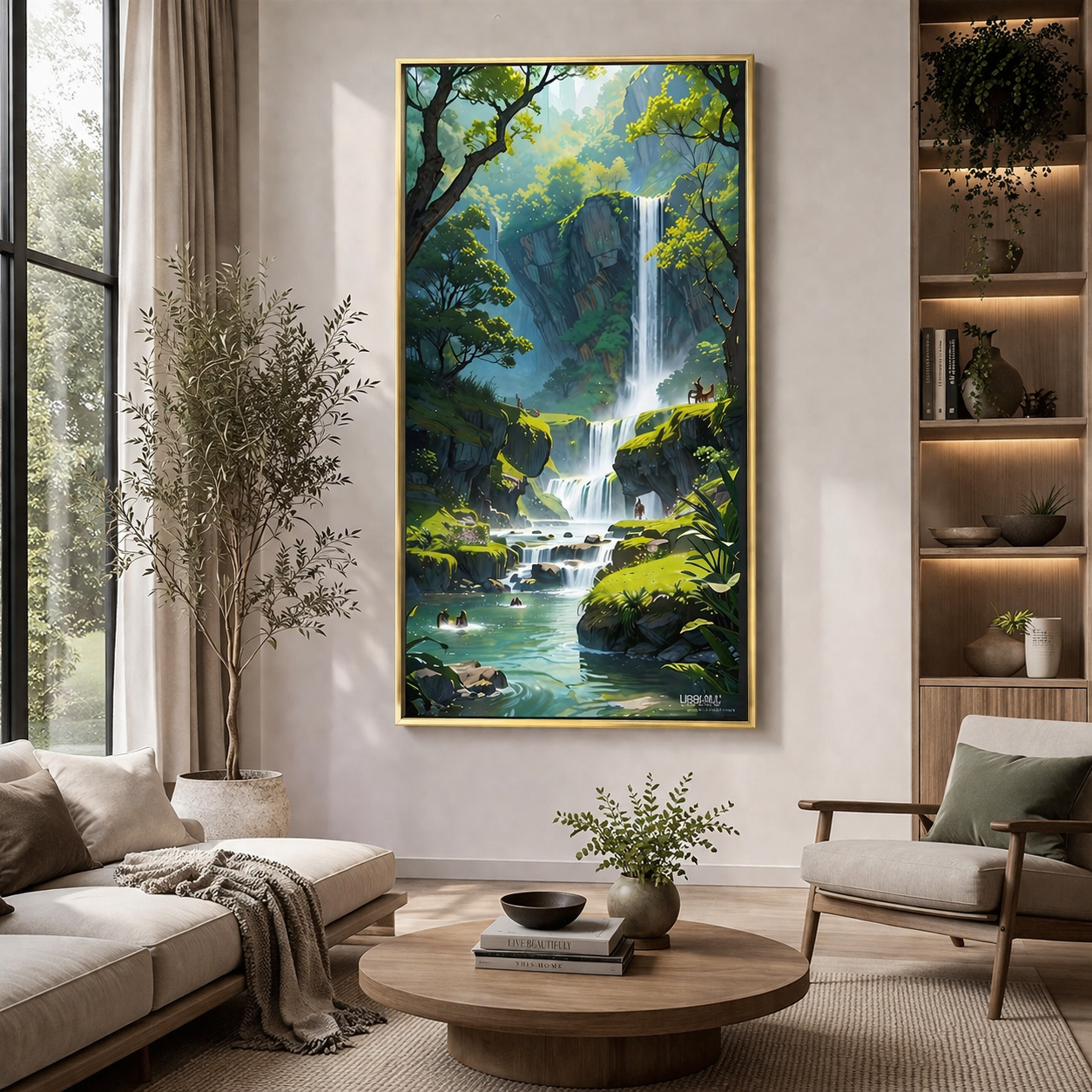 Waterfall Landscape Canvas Wall Art for Peaceful Home Decor