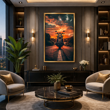 Harley Davidson Sunset Wall Art Canvas for Home Decor