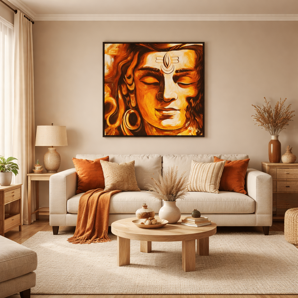 Vibrant Shiv ji Meditative Hand Painting Wall Art