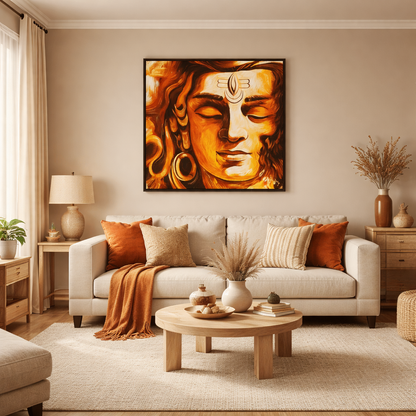 Vibrant Shiv ji Meditative Hand Painting Wall Art