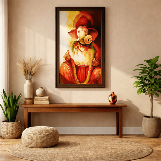 Handcrafted Ganesha Divine Portrait Art for Home Decor