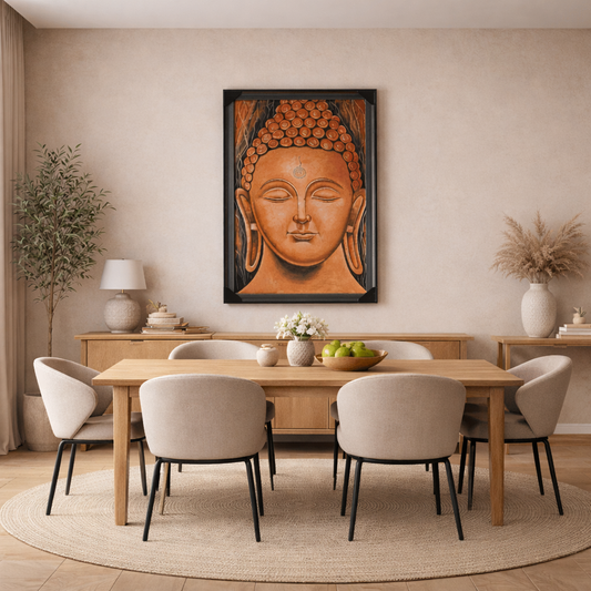 Serene Buddha Portrait Hand Painting Wall Art for Living Room or Office