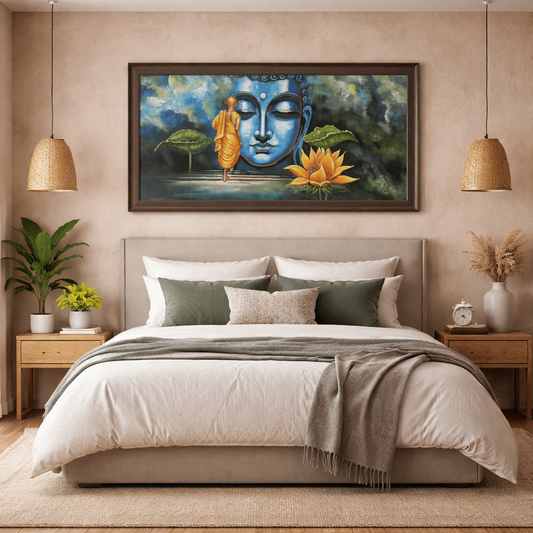 Serene Buddha Canvas Hand Painting Artwork for Peaceful Home Decor