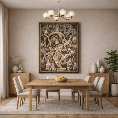 Ancient Deity Relief Handcrafted Wall Art Painting
