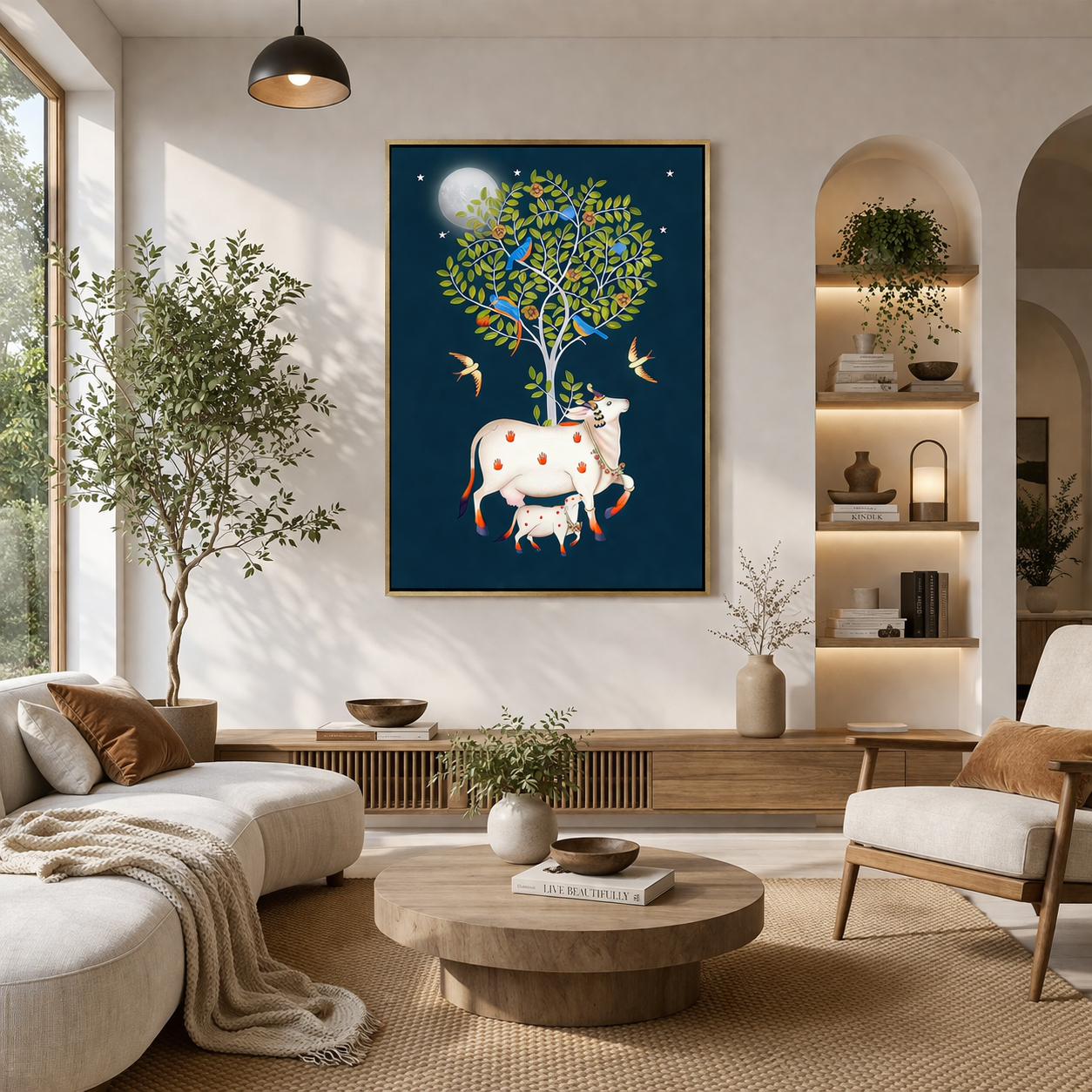 Spiritual Cow Pichwai Canvas Wall Painting For Home Decor