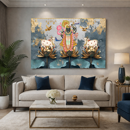Shrinathji Pichwai Canvas Wall Art for Pooja Room
