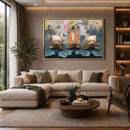 Shrinathji Pichwai Canvas Wall Art for Pooja Room