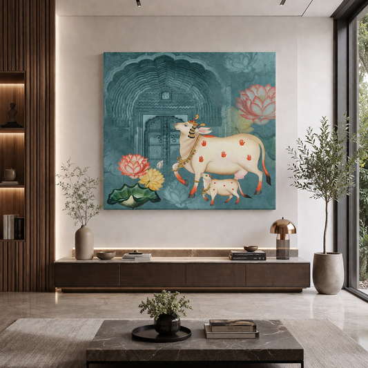 Pichwai Cow Canvas Wall Art  Painting For Home Decor