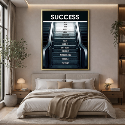 Success Stairs Canvas Wall Art – Motivational Climb to Achieve Victory