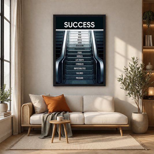 Success Stairs Canvas Wall Art – Motivational Climb to Achieve Victory