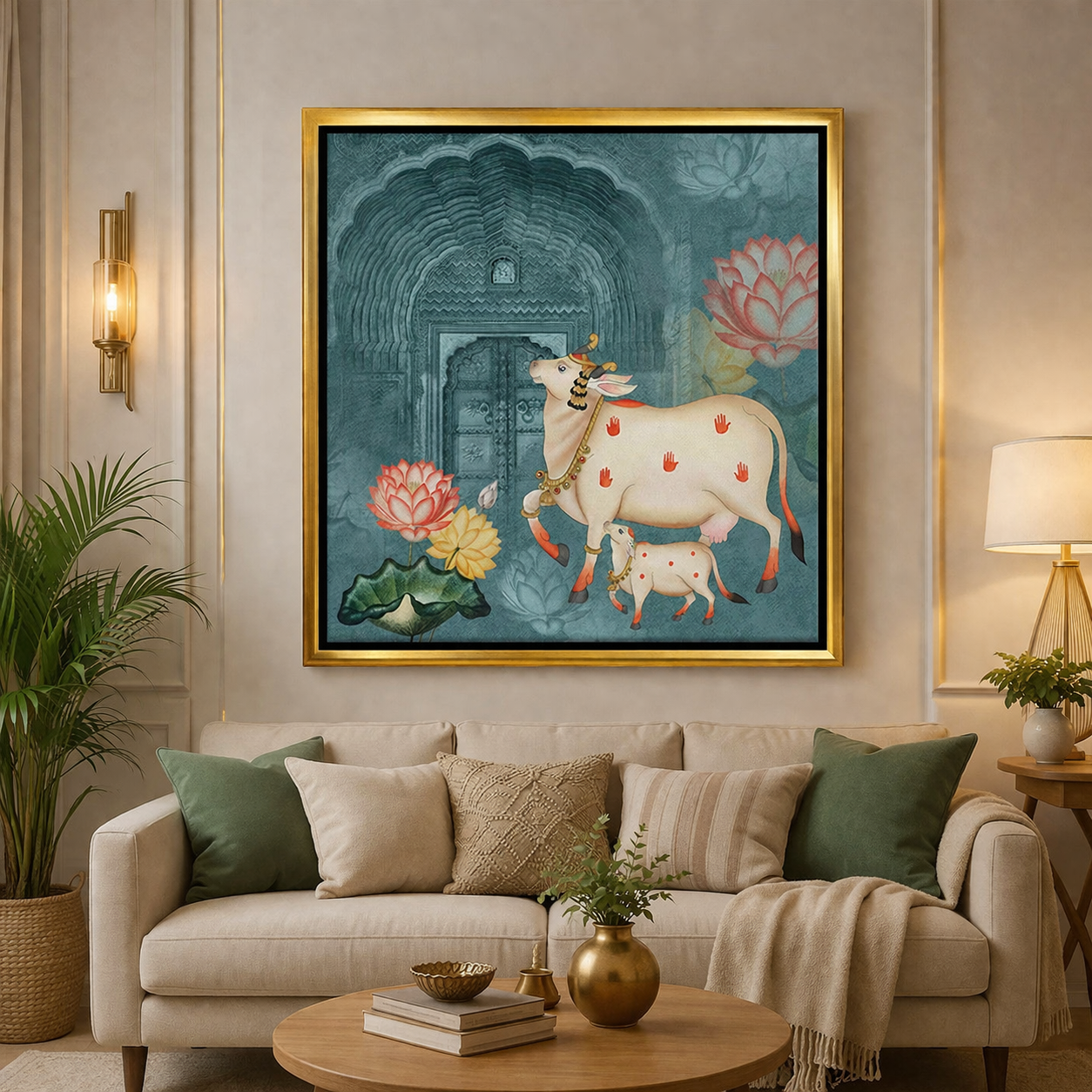 Pichwai Cow Canvas Wall Art  Painting For Home Decor