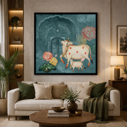 Pichwai Cow Canvas Wall Art  Painting For Home Decor
