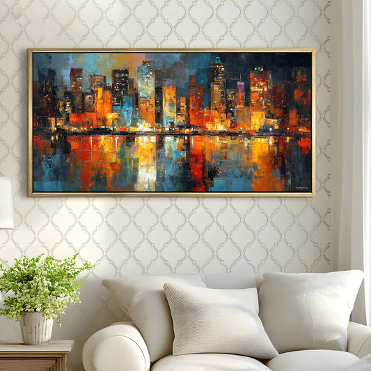 City Skyline Abstract Canvas Wall Art Painting For Living Room Decoration