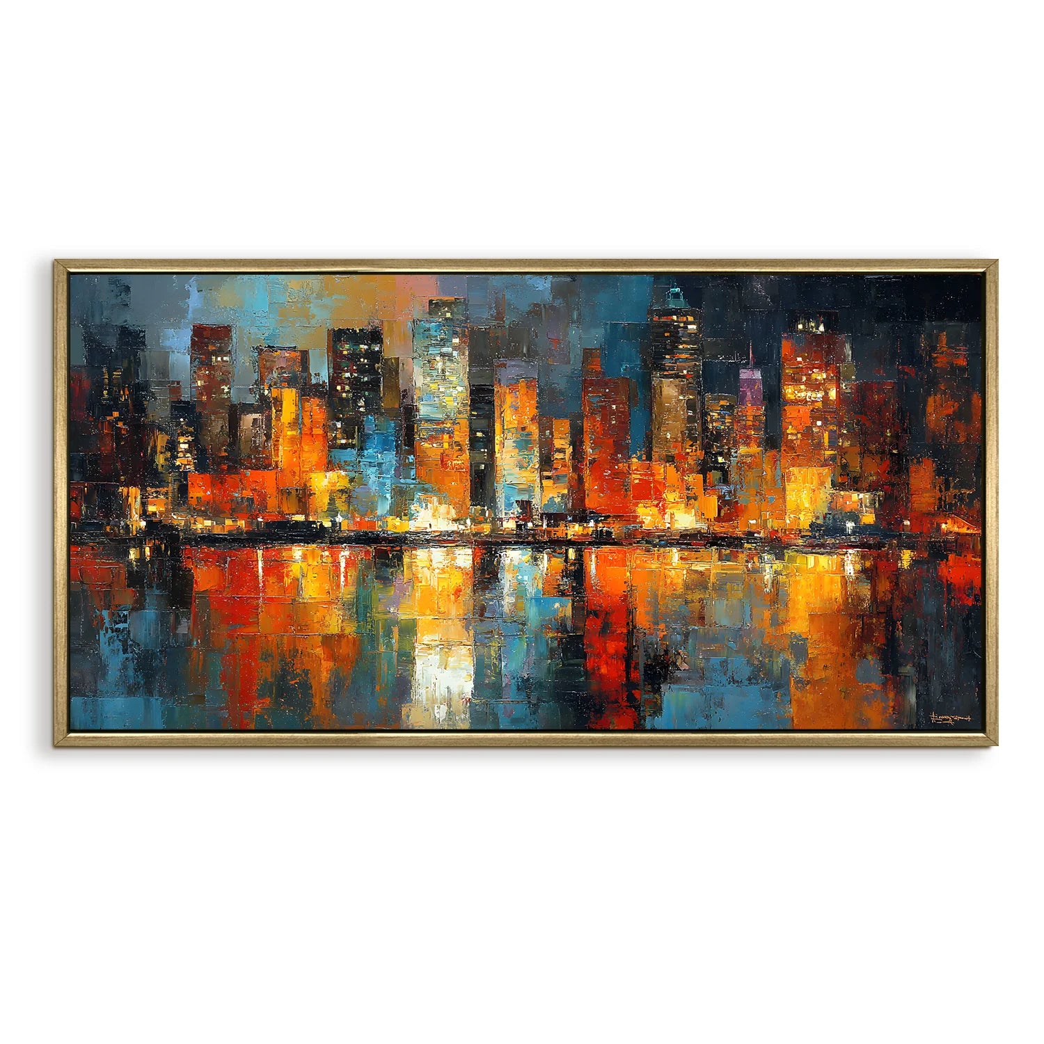 City Skyline Abstract Canvas Wall Art Painting For Living Room Decoration