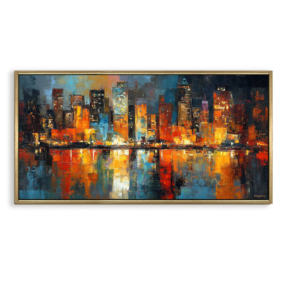 City Skyline Abstract Canvas Wall Art Painting For Living Room Decoration