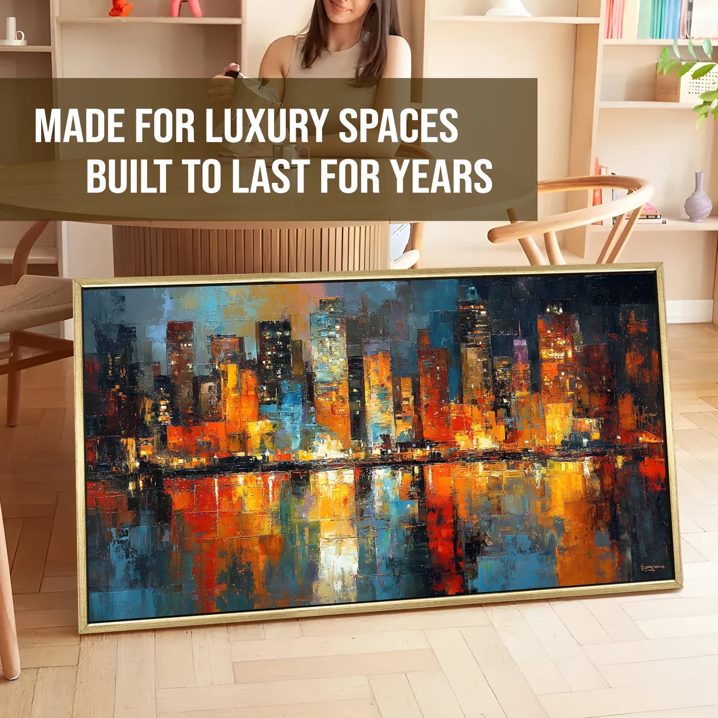 City Skyline Abstract Canvas Wall Art Painting For Living Room Decoration