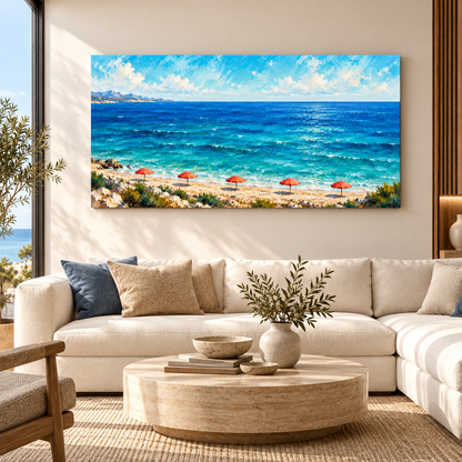 Blue Ocean Beach Seascape Wall Art for Living Room & Bedroom