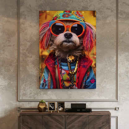 Funky Dog Pop Art Canvas Wall Painting for Modern Home Décor