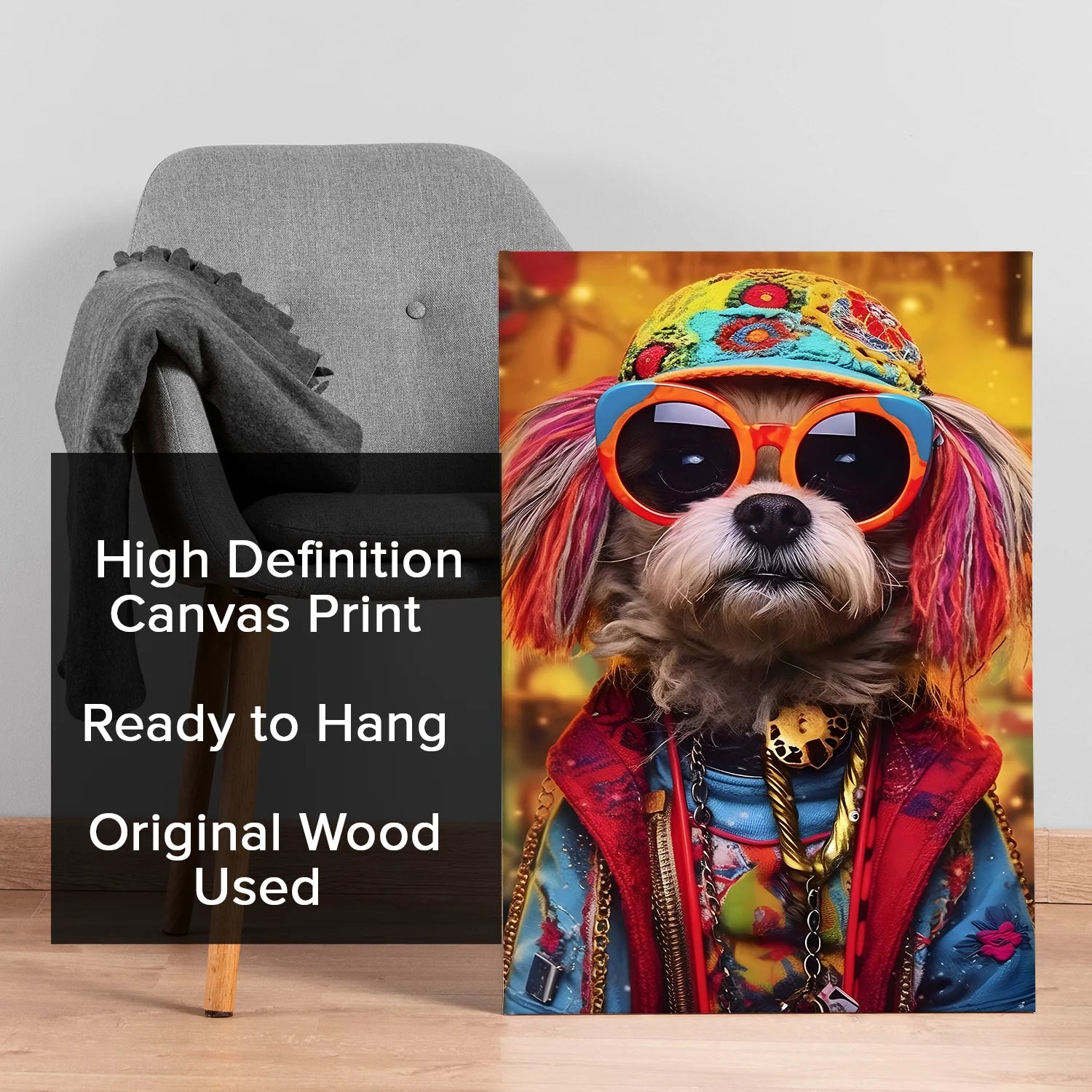 Funky Dog Pop Art Canvas Wall Painting for Modern Home Décor