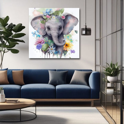 Elephant Wildlife Canvas Wall Art Painting 