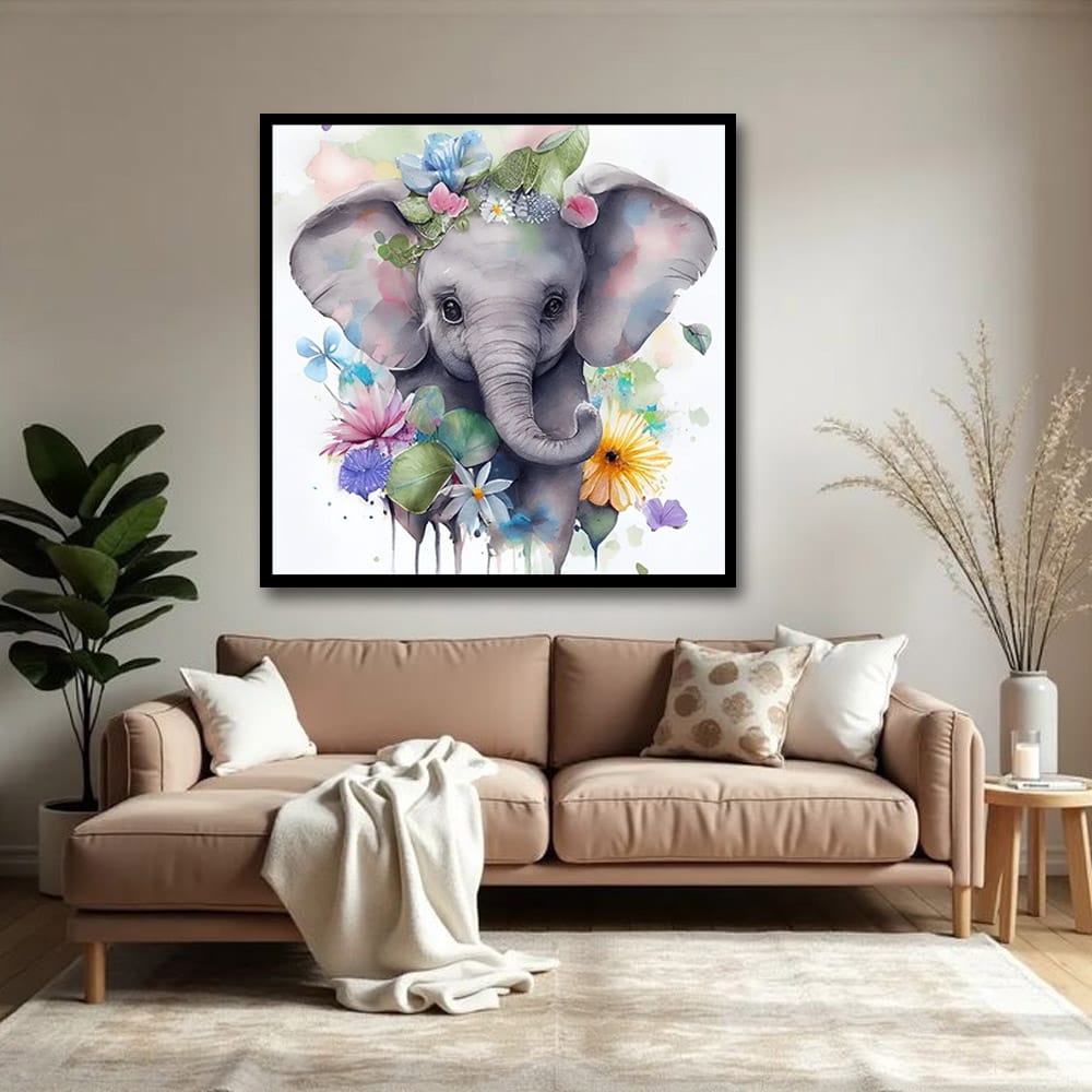 Elephant Wildlife Canvas Wall Art Painting 