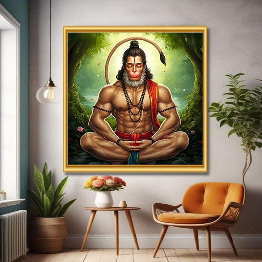 Hanuman Ji Vastu Canvas Wall Art - Spiritual Painting for Pooja Room