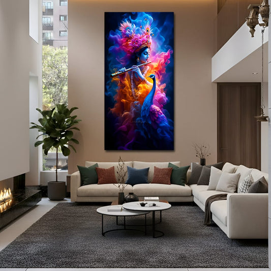 Lord Krishna Flute Art – Divine Canvas Print – Spiritual Wall Art