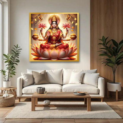 Laxmi Canvas Wall Painting – Vastu Art for Pooja Room Wall Decoration