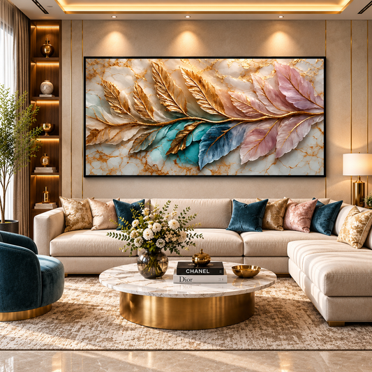 Luxury Gold Leaf Abstract Canvas Painting for Modern Home Decor