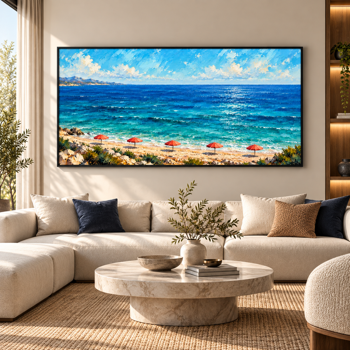 Blue Ocean Beach Seascape Wall Art for Living Room & Bedroom