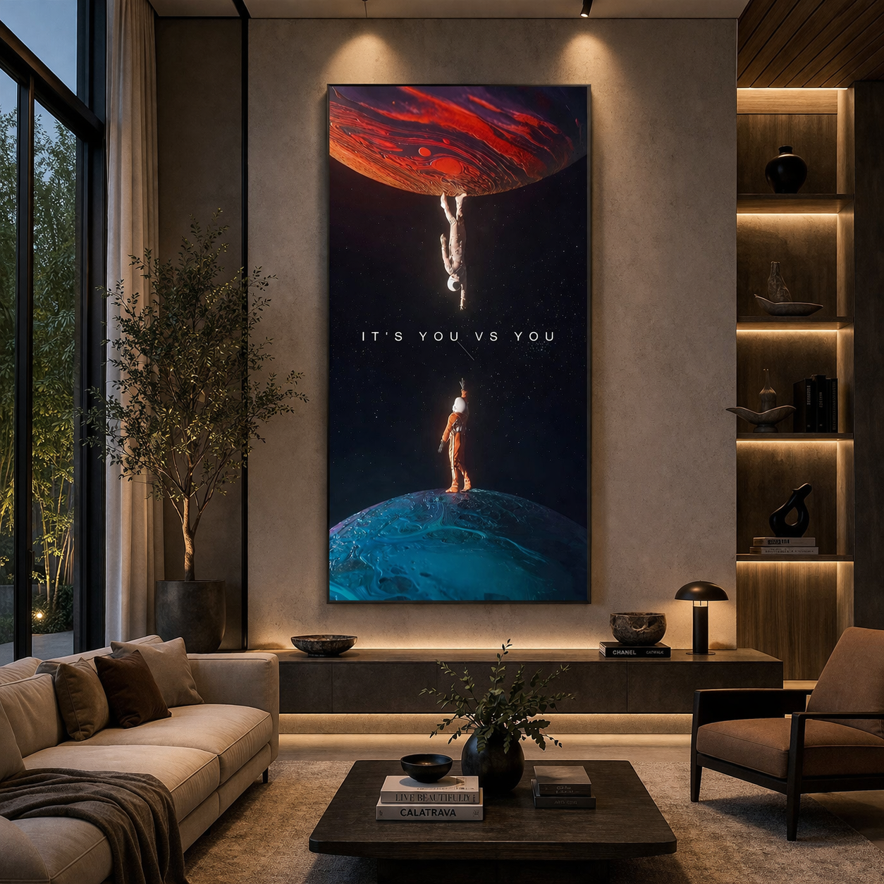 It's You vs You Motivational Canvas Wall Art for Home Decor