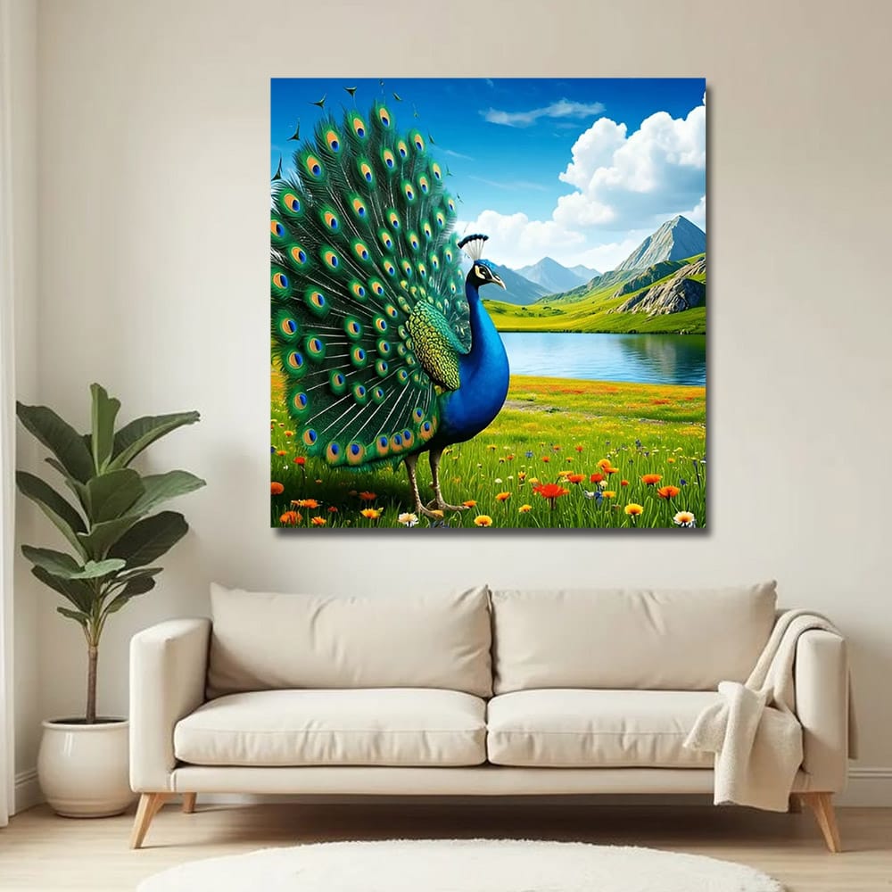 Peacock  Vastu Wildlife Canvas Wall Art Painting for Living Room, Home, and Office