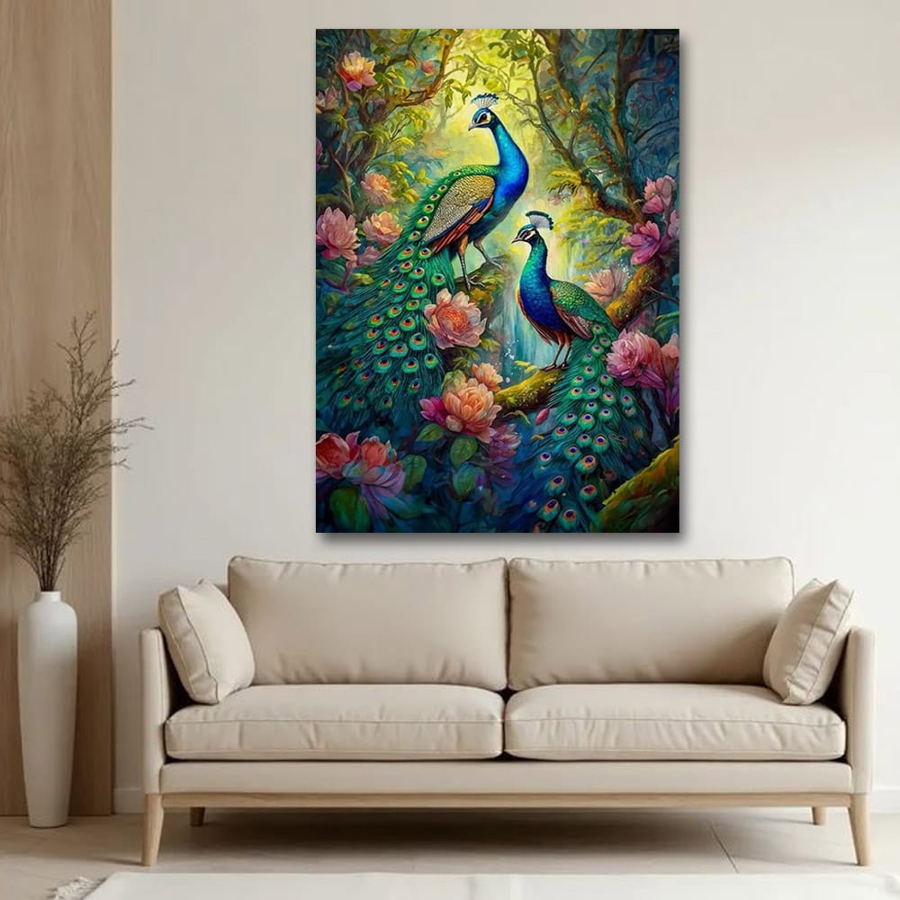 Peacock Vastu Canvas Wall Art For Home And Hotel Decoration