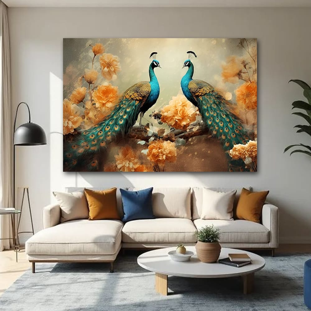 Peacock Vastu Canvas Wall Painting For Home And Living Room Decoration