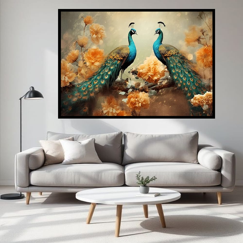 Peacock Vastu Canvas Wall Painting For Home And Living Room Decoration