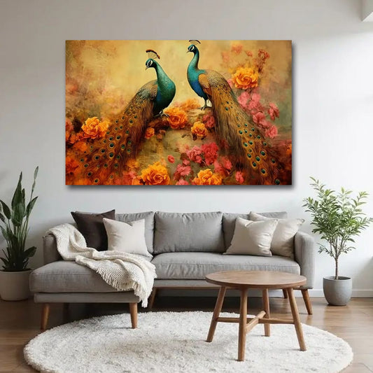 Peacock Vastu Canvas Wall Painting For Living Room And Bedroom Decor