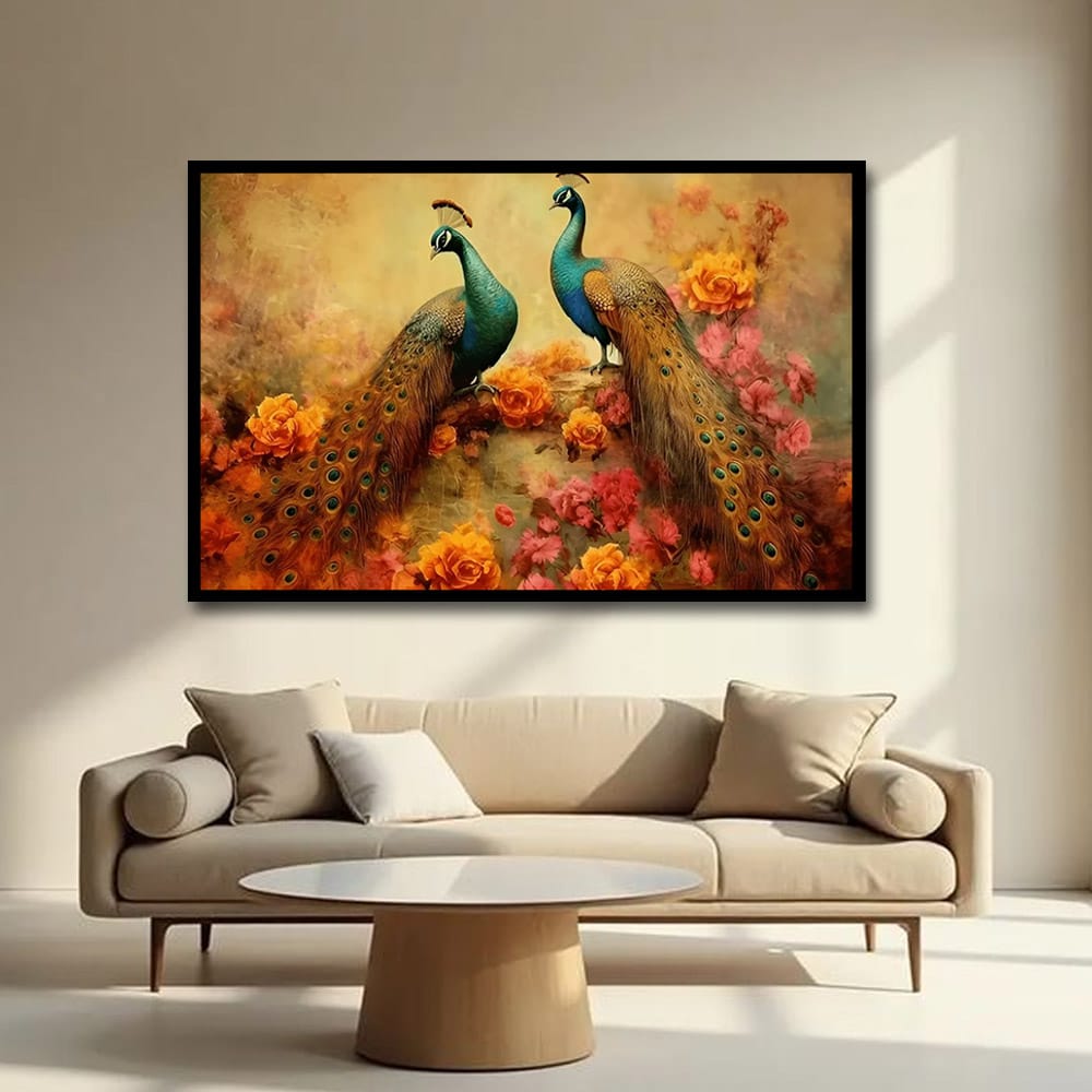 Peacock Vastu Canvas Wall Painting For Living Room And Bedroom Decor
