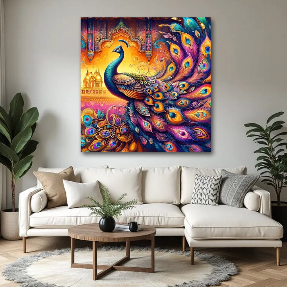 Peacock  Vastu Wildlife Canvas Wall Art Painting for Living Room and Home
