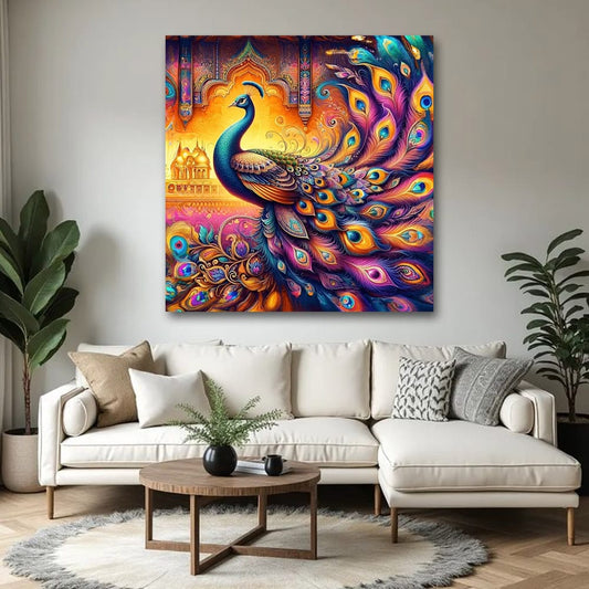 Peacock  Vastu Wildlife Canvas Wall Art Painting for Living Room and Home