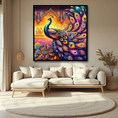 Peacock  Vastu Wildlife Canvas Wall Art Painting for Living Room and Home
