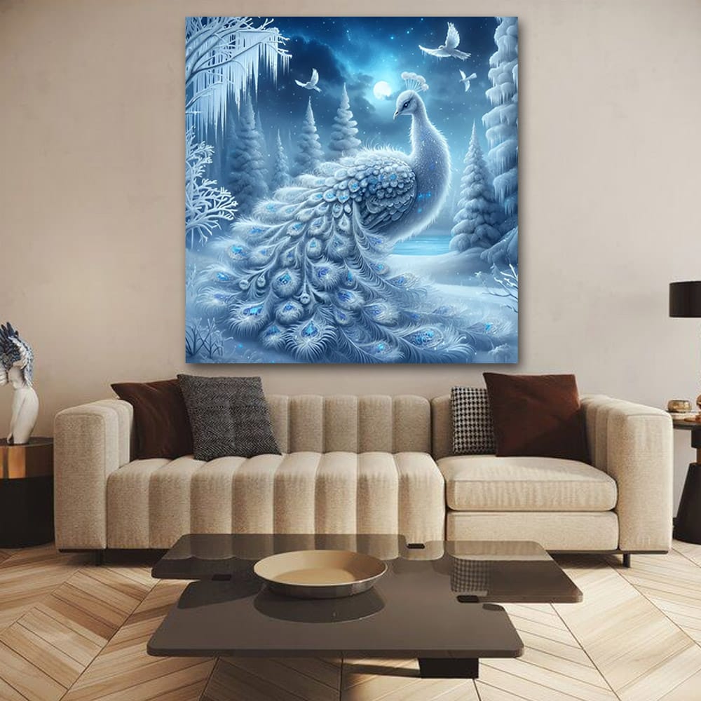 Peacock Vastu Wildlife Canvas Wall Art Painting for Living Room and Home Decor