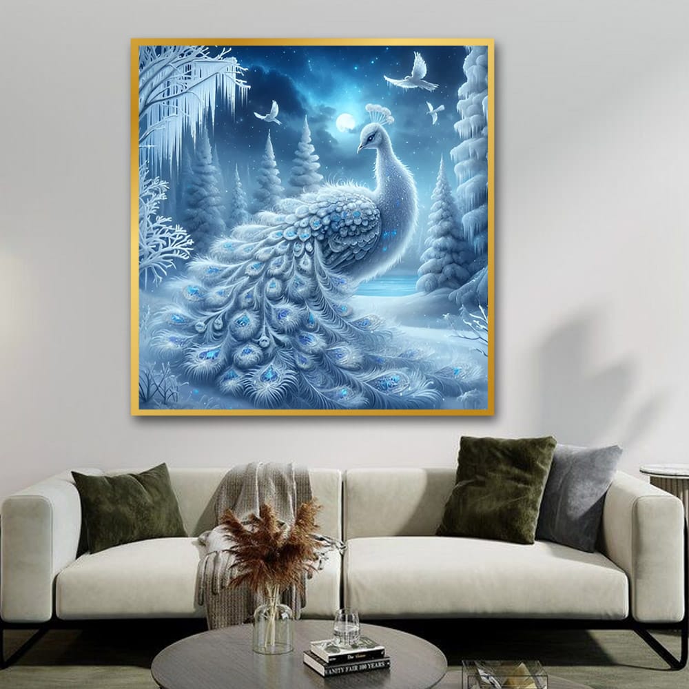 Peacock Vastu Wildlife Canvas Wall Art Painting for Living Room and Home Decor