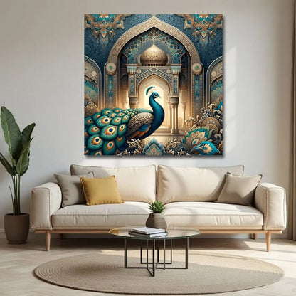 Peacock Vastu Wildlife Canvas Wall Art Painting for Living Room and Home Decor
