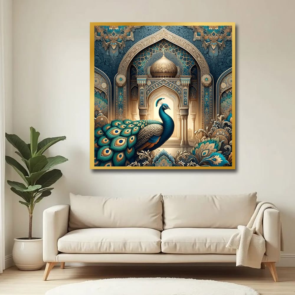 Peacock Vastu Wildlife Canvas Wall Art Painting 