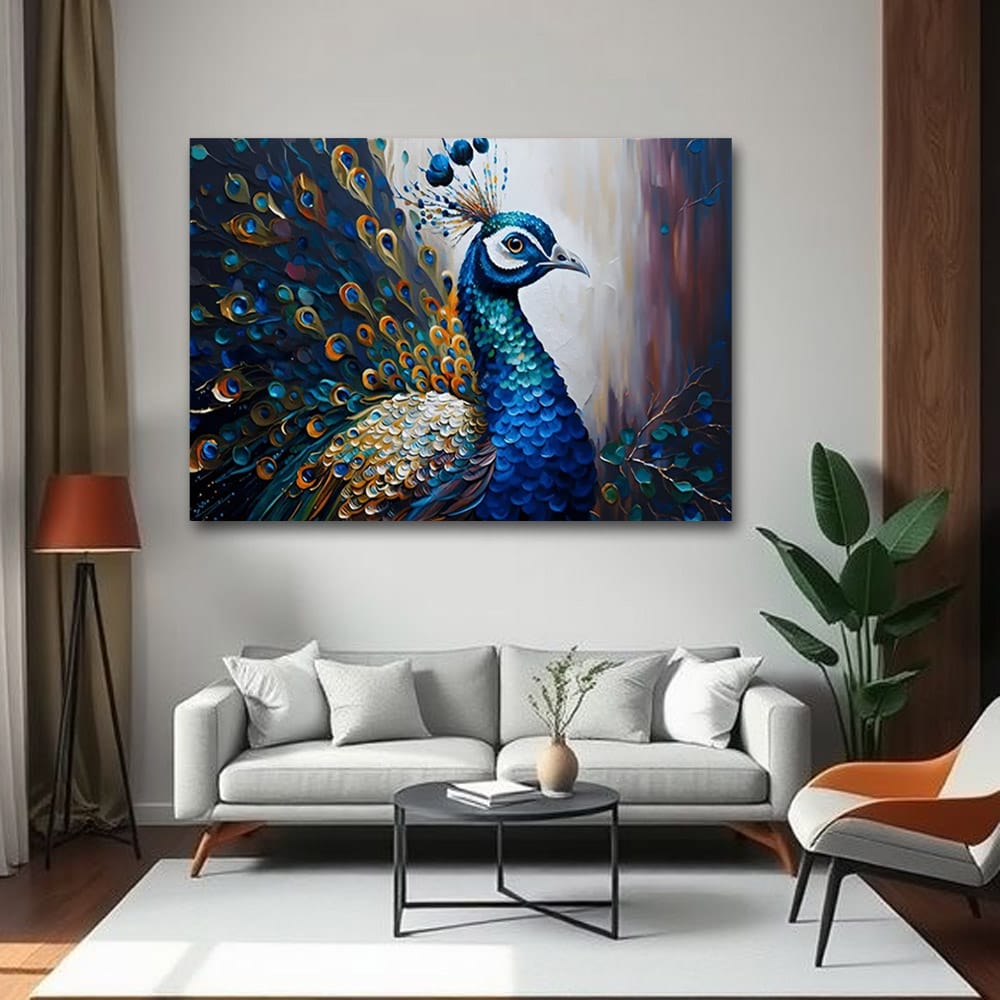 Peacock Vastu Wildlife Canvas Wall Painting