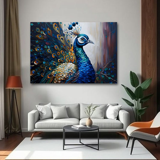 Peacock Vastu Wildlife Canvas Wall Painting