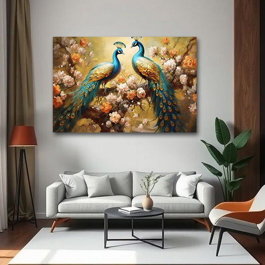 Peacock Vastu Wildlife Canvas Wall Painting