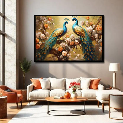 Peacock Vastu Wildlife Canvas Wall Painting