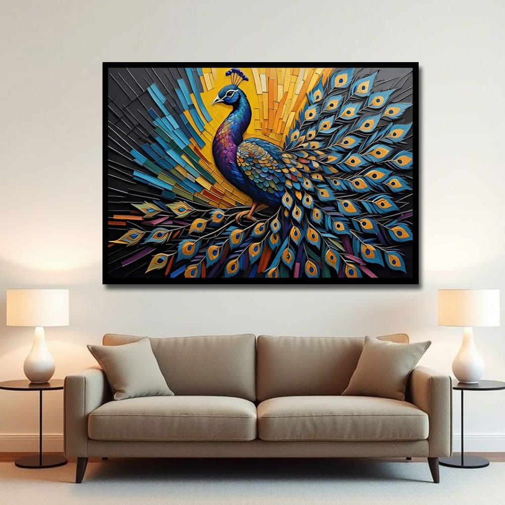 Peacock Vastu Wildlife Canvas Wall Painting